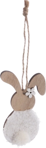 Decorazione coniglietto in legno e peluche marrone-bianco 11 cm