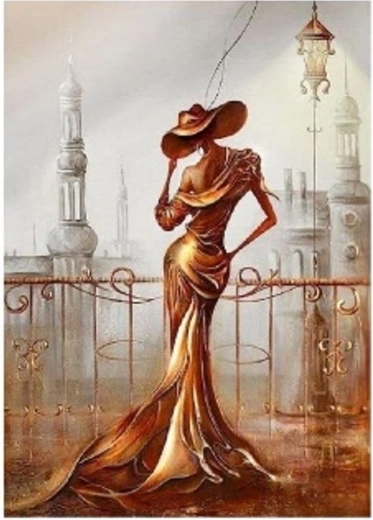 Pittura diamantata – donna sul balcone 30 × 40 cm