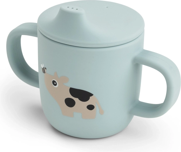 Done by Deer tazza in silicone con beccuccio e due manici Tiny farm, blu