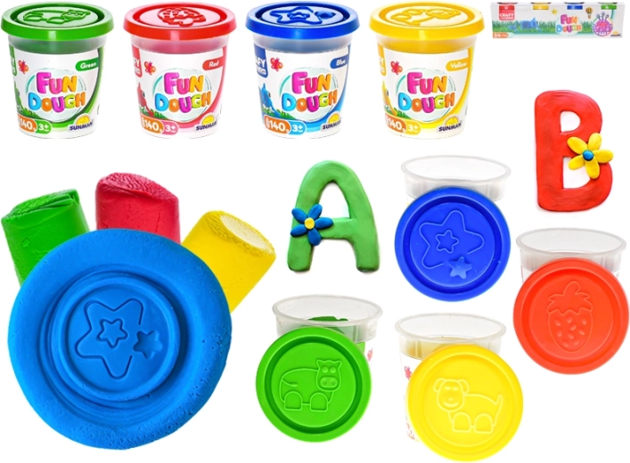 Pasta modellabile creativa in vasetti 4×140 g con stampini nei coperchi