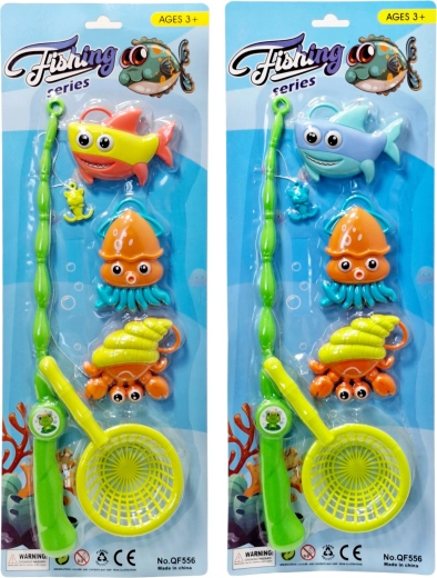 Gioco per bambini di pesca con canna e pesciolini
