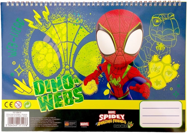 Blocco a spirale con adesivi Spidey A4 - 1 pezzo