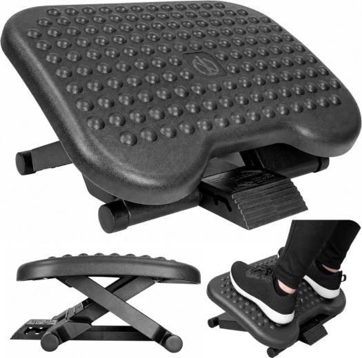 Poggiapiedi ergonomico da scrivania con rilievi, regolabile su 3 livelli