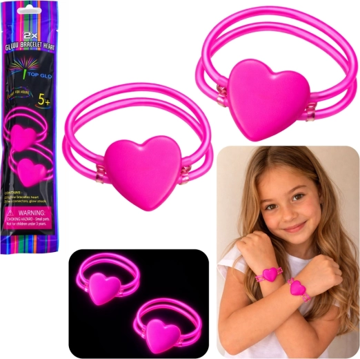 Braccialetti luminosi doppi a cuore neon glow stick – set