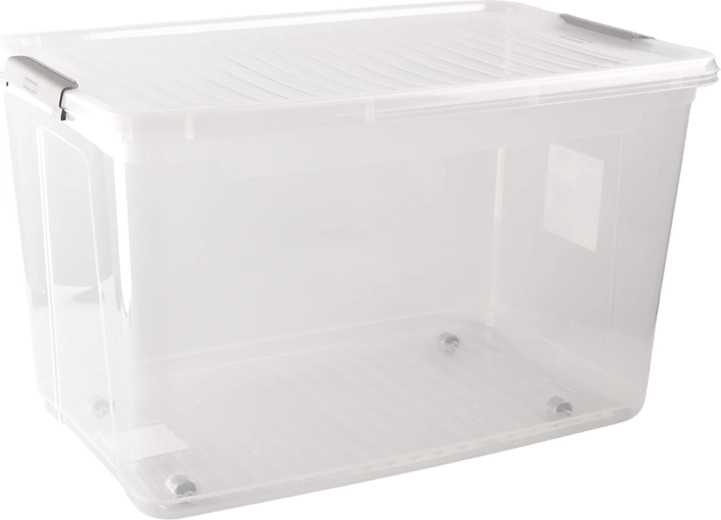 Box contenitore 56 l con coperchio, clip e ruote (59 × 38 × 35,5 cm)