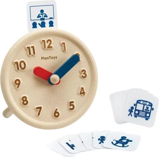 PlanToys orologio didattico in legno con carte attività