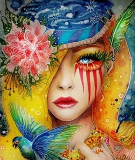 Pittura diamantata Uccello colorato 30 × 40 cm