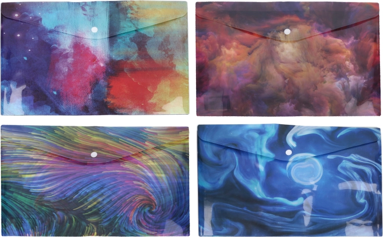 Busta in plastica con bottone a pressione 24 × 16,8 cm – mix di colori