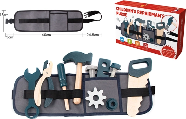 Set di attrezzi in legno con cintura regolabile per bambini
