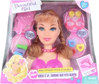 Testa per pettinature con accessori per acconciature