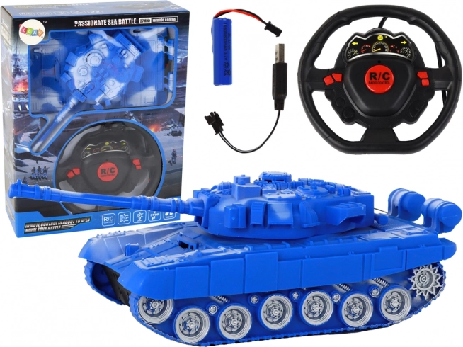 Divertente Carro Armato RC Blu 1:18 27MHz