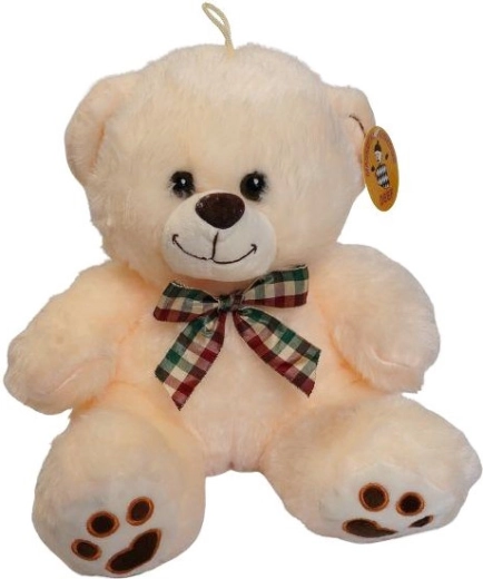 Orsetto di peluche color crema con fiocco