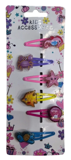 PINK set di mollette per capelli animali marini mix, 6 pz