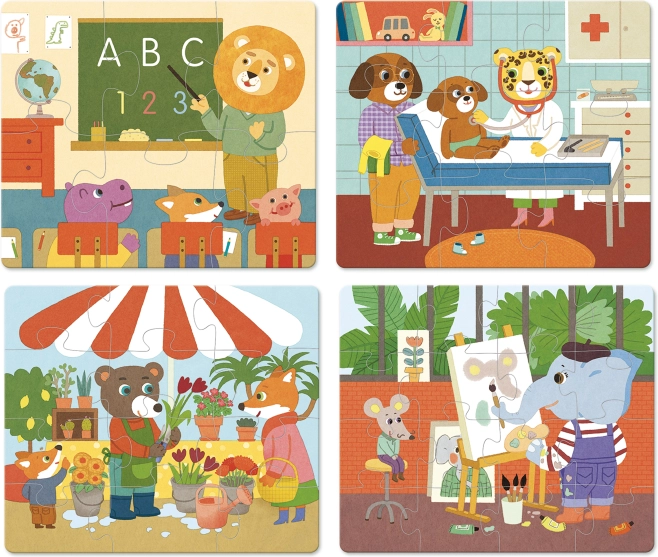 Vilac puzzle in legno mestieri 4 in 1