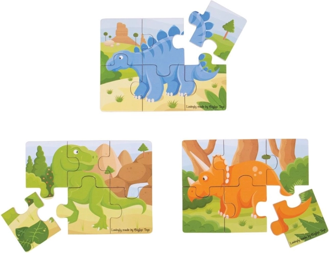Puzzle in legno 3 in 1 dinosauri BIGJIGS TOYS