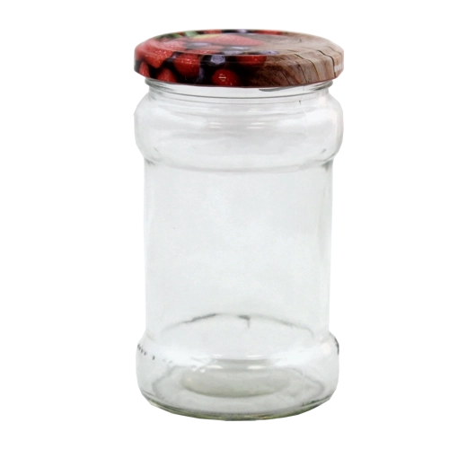 Set di vasetti in vetro per conserve 314 ml con coperchi neri a vite 66 mm, forma quadrata, 12 pz