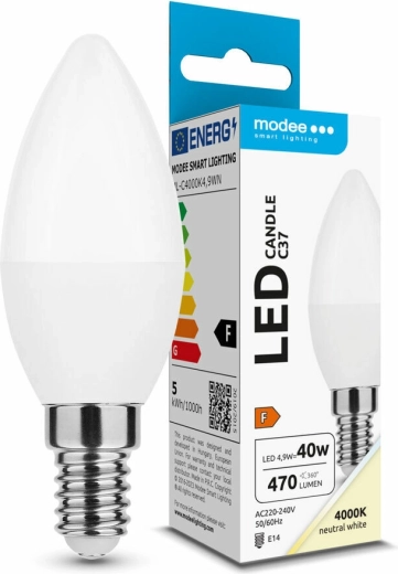 Modee Lampadina LED Candle C37 4,9 W E14, 470 lm, bianco neutro
