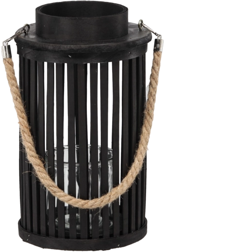 Lanterna in legno 30 × 20 cm nera