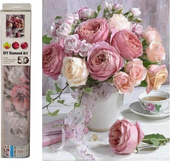 Mosaico diamante fiori in vaso - 1 pezzo