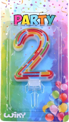 Candela per festa numero 2 a righe