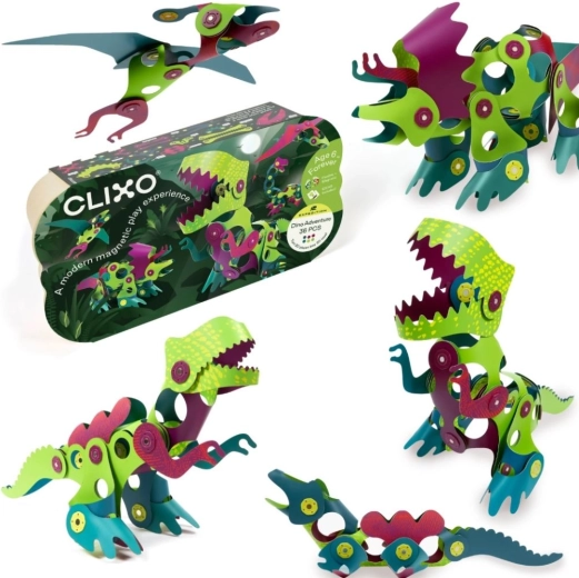 Clixo set di costruzioni magnetico DINO, 36 pezzi