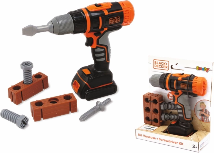 Trapano e avvitatore meccanico Smoby Black+Decker con accessori