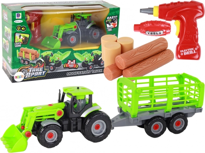 Trattore con rimorchio da montare DIY con cacciavite