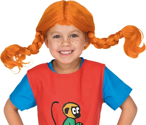 Parrucca per bambini di Pippi Calzelunghe con trecce rosso rame