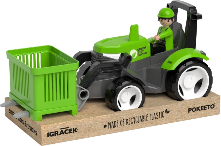 EFKO Igráček MultiGO trattore verde con forche, personaggio e pallet