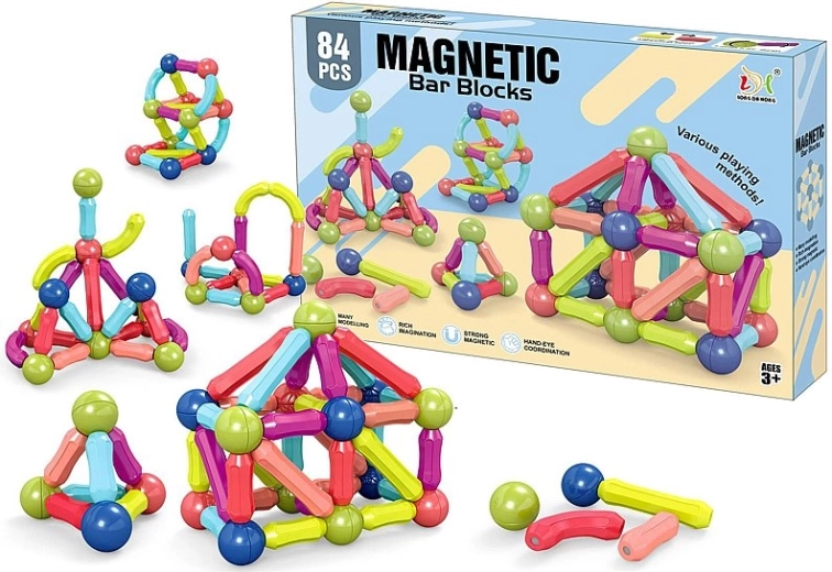 Costruzioni magnetiche 3D – set da 84 pezzi