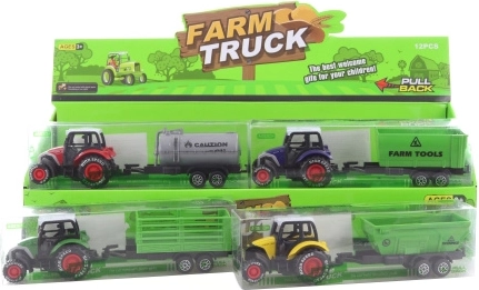 Trattore in metallo a retrocarica con rimorchio in plastica