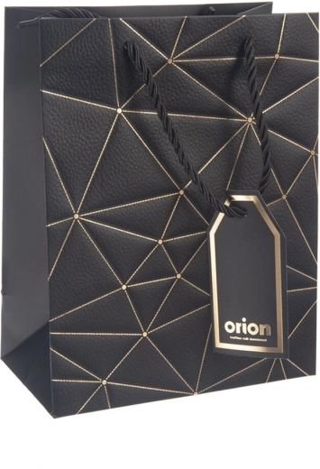 Borsa regalo in carta con motivo a griglia nera 18 × 10 × 23 cm