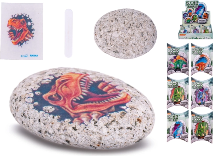 Sassolino con adesivo di dinosauro per bambini