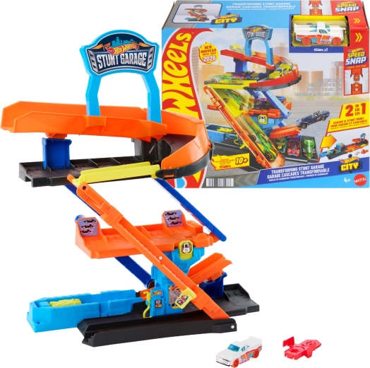 Hot Wheels City garage acrobatica, parcheggio a 3 piani