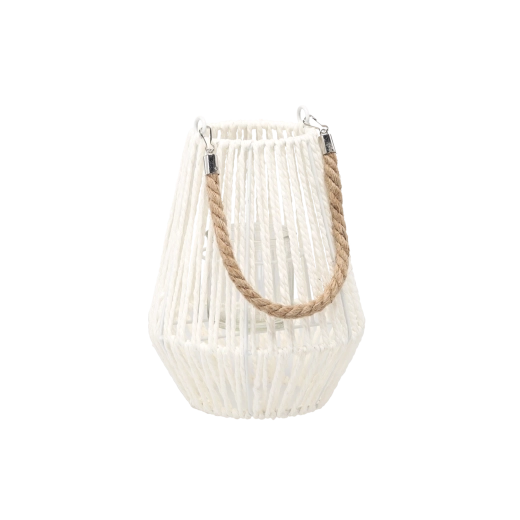 Lanterna bianca con inserto in vetro 24 cm