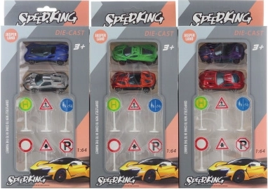 Set di macchinine in metallo con segnali