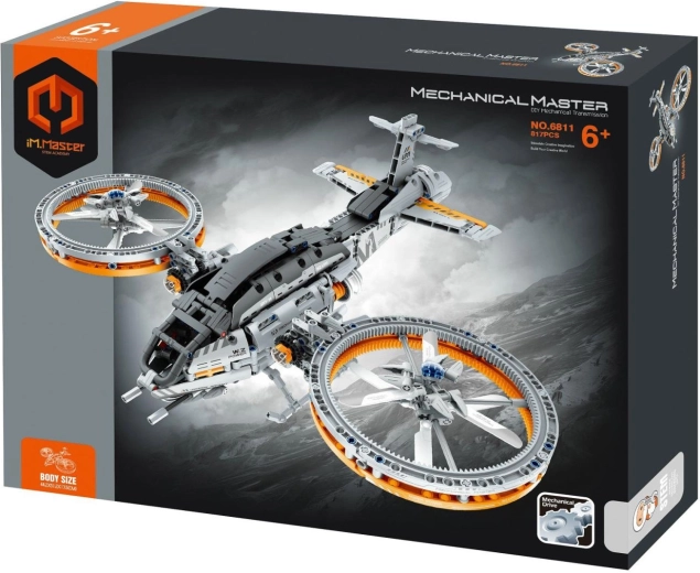 Set di costruzioni iM.MASTER, elicottero futuristico con azionamento meccanico, 850 pezzi