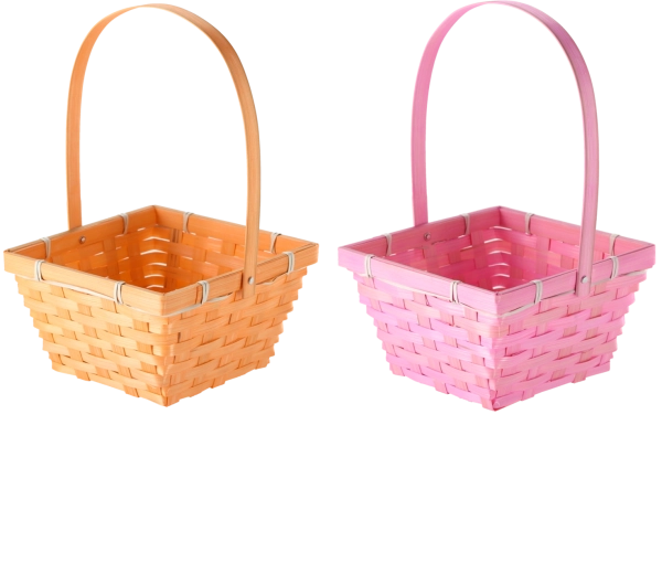 Cestino di Pasqua con manico mobile, 18,5 × 18,5 × 10 cm, mix di 2 colori pastello