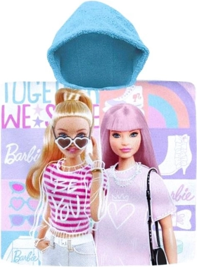 Poncho da bagno per bambini con cappuccio BARBIE in cotone