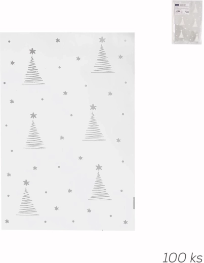 Sacchetto in cellophane con motivo natalizio albero 25 × 17 cm, 100 pz