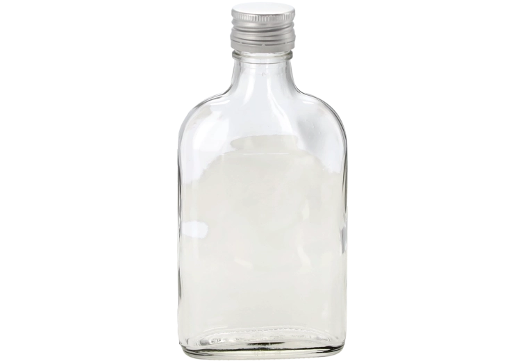 Bottiglia piatta in vetro 200 ml con tappo a vite in metallo