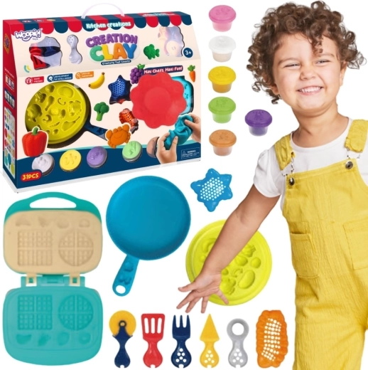 Woopie Creation Clay set di pasta da modellare con piastra per waffle e accessori da cucina (39 pz)