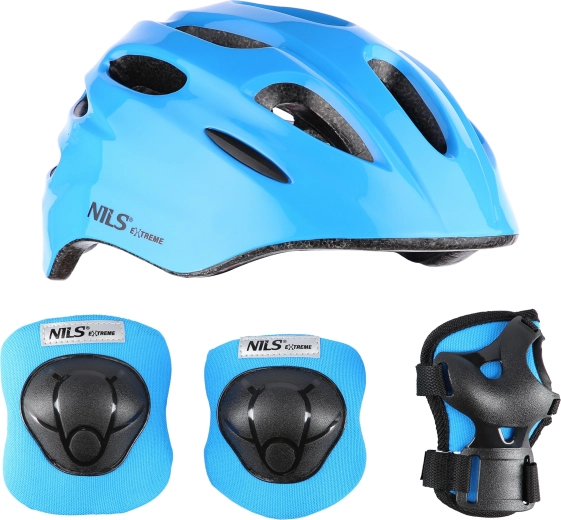 Casco e protezioni per bambini NILS Extreme, blu – TAGLIA XS