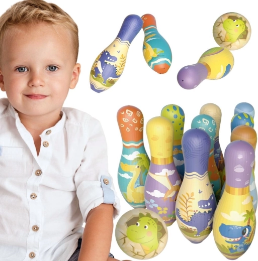 Birilli morbidi per bambini con dinosauri Woopie - 12 pezzi