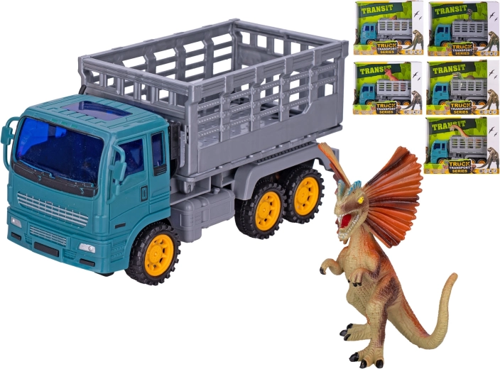 Camion a inerzia con figurina di dinosauro