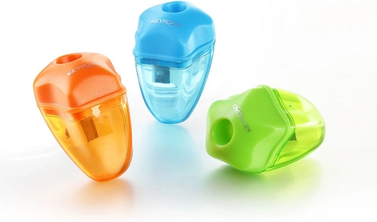Temperamatite con contenitore KEYROAD Star, plastica, assortimento di colori