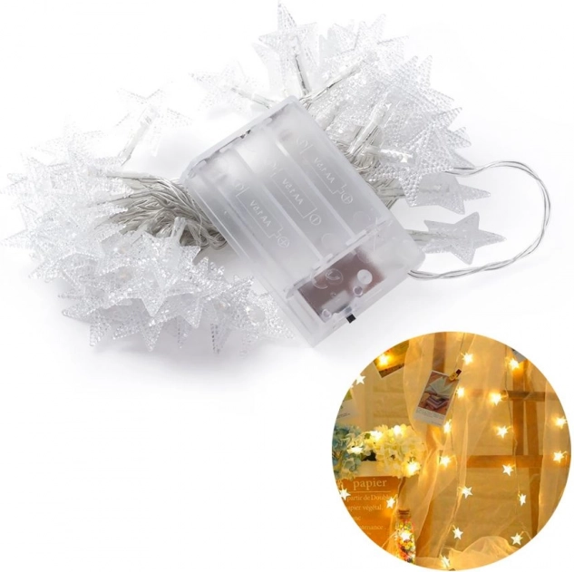 Luci decorative LED a forma di stella 5 m - colore freddo