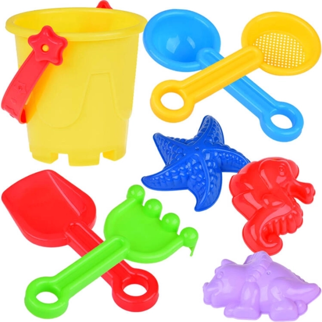 Set di giocattoli per la sabbia – secchiello, formine e rastrello