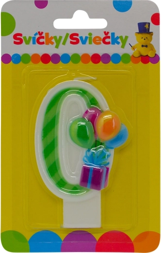 Candela di compleanno con palloncini numero 0