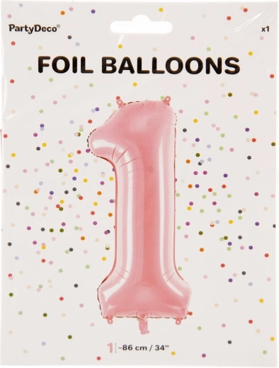 Palloncino in foil rosa numero 1 86 cm